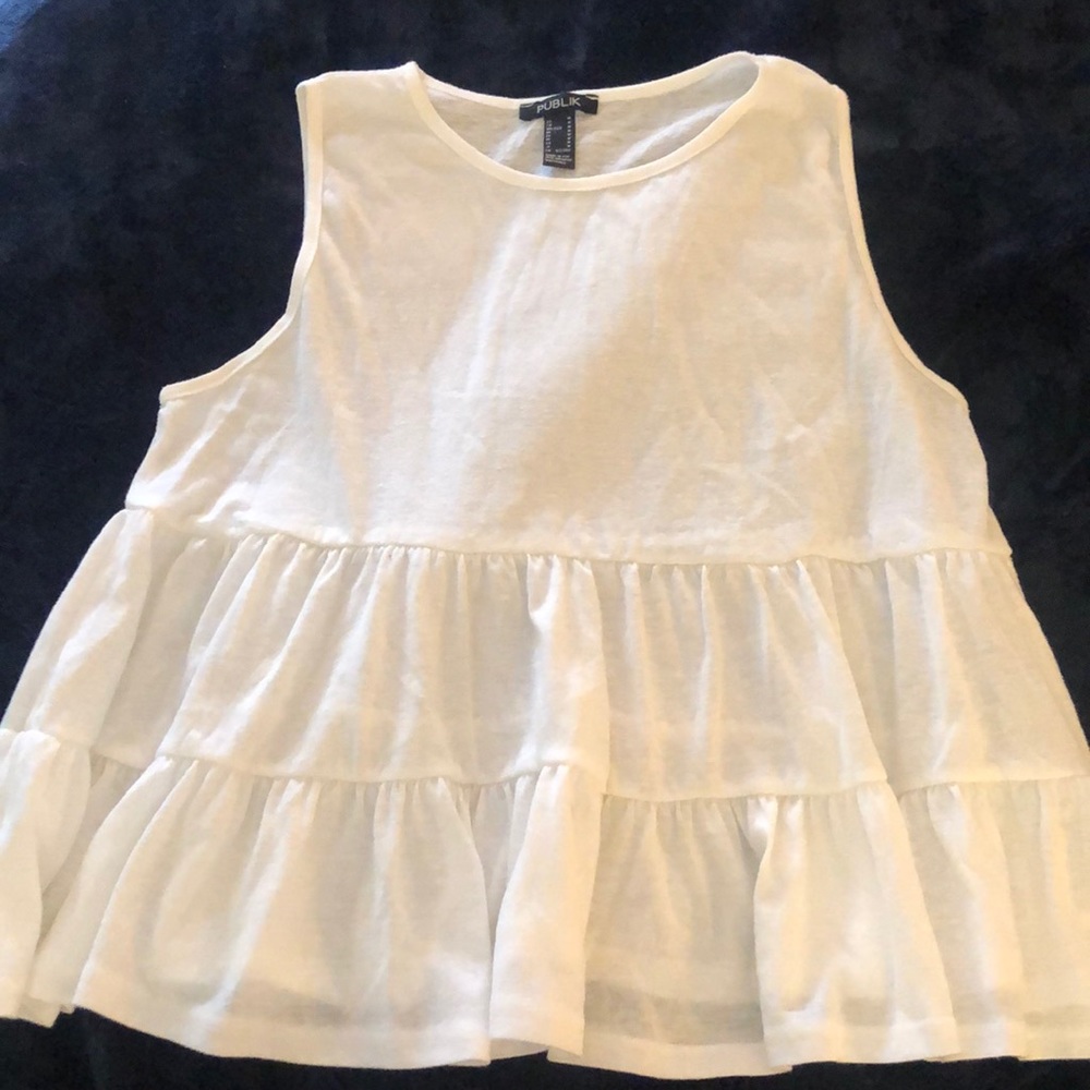 White ruffle tiered tank top forever 21